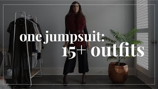 One Jumpsuit 15 Outfit Ideas  How to Style Wardrobe Essentials  Capsule Closet [upl. by Yorle601]