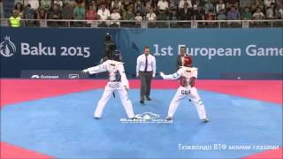 DENISENKO RUS – STAMPER GBR  QUARTERFINAL MENS68kg  TAEKWONDO WTF  BAKU 2015 EUROPEAN GAMES [upl. by Novyad]