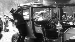 King George V and Kaiser Wilhelm II enter a royal carriage in front of a buildingHD Stock Footage [upl. by Anniroc]