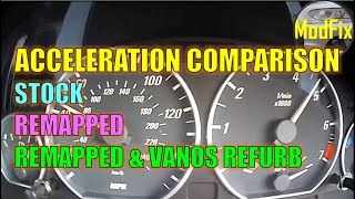 Acceleration Comparison Between Stock Remapped and Remapped amp New VANOS Seals BMW 3 Series E46 330 [upl. by Ginzburg160]