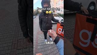 Kuryeyi tokatlayıp kaçtım 😂😱 shorts keşfet kurye motovlog viral fyp tiktok trendyolgo [upl. by Espy]