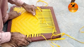 how to cane a chair  caning a chair seat chair bunny ka tariqa  handmade The skills [upl. by Enilkcaj]