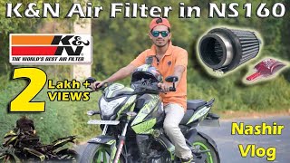 🔥KampN Air Filter Installation and Sound Compare in Bajaj Pulsar NS160  Nashir Vlog [upl. by Norbie36]