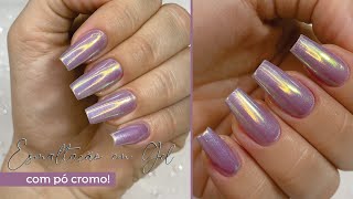 Como fazer Esmaltação em Gel com Pó Cromo nas unhas [upl. by Bagger956]