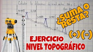 NIVEL TOPOGRÁFICO  EJERCICIO RÁPIDO  CUANDO SUMAR Y CUANDO RESTAR [upl. by Milissa]