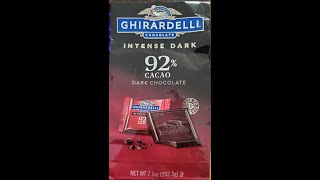 Ghirardelli Chocolate Intense Dark 92 Dark Chocolate Review [upl. by Karas67]