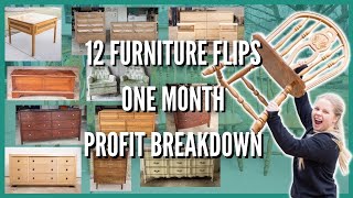 I FLIPPED 12 Pieces of Furniture in 1 Month amp THIS IS HOW MUCH I MADE [upl. by Anayet784]