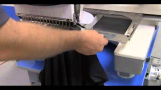 Mounting a Hooped Garment on the Highland Embroidery Machine [upl. by Ahseet]