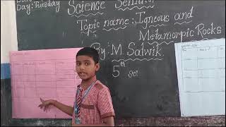 Sri Prathibha High School🎒📚  Science seminar by 5th class student about quot Types of Rocks quot [upl. by Naelopan]