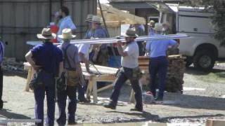 Amish Barnraising in Walnut Creek Ohio [upl. by Llednor]