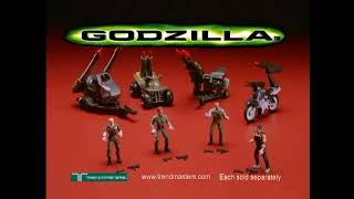 Godzilla 1998 US remake Trendmasters Combat Claw Godzilla amp deluxe figures commercial May 1998 [upl. by Assin]