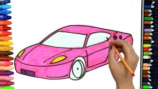 Wie zeichnet man rosa Auto  Ausmalen Kinder  Kindervideos  Malen und Zeichnen für Kinder [upl. by Enerehs]