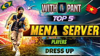 TOP 5 DRESS COMBINATION LIKE MENA SERVER PLAYERS  NEW FREESTYLE DRESS COMBINATION  NEW DRESS UP [upl. by Crawley]