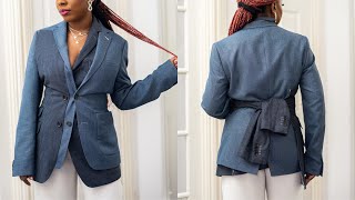 THRIFT FLIP  DIY Double Breasted Blazer From Mens Blazer [upl. by Bywaters811]