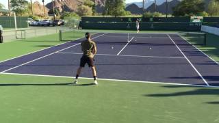 Fabio Fognini  Indian Wells Practice 3617 Court Level 60fps [upl. by Laro628]