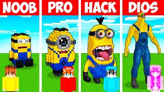 Minecraft NOOB vs PRO Estatua de MINIONS con Base Secreta [upl. by Renie]