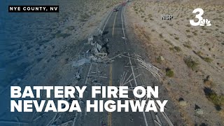 Lithium batteries catch fire after semitrucks crash outside Las Vegas [upl. by Boot151]