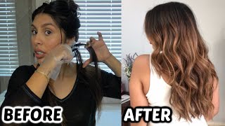 USING A HIGHLIGHTING COMB At Home Balayage Highlights Dark to Light Transformation [upl. by Callery]