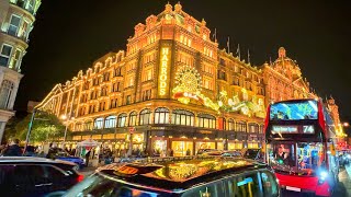 2024 London Christmas Lights amp Windows ✨ Harrods amp Harvey Nichols Knightsbridge 🎄 4K HDR [upl. by Orfinger]