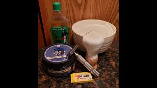 SOTD Crowne amp Crane Port Royal Bay Rum Soap  King C Gillette  7 Oclock Blades  Pinaud Clubman [upl. by Batty]