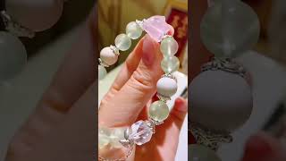 Natural Prehnite Bracelet Size 10mm Natural Rose Quartz Fox Clear Quartz Alashan Agate [upl. by Kimberlyn]