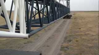 Demag TC2000 moving with 200 main boom and luffer base on a wind farm [upl. by Justino739]