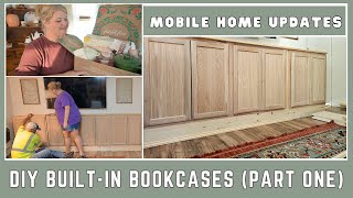 NEW DIY PROJECT  DIY living room BUILTINS using stock cabinets Phase one  Mobile home updates [upl. by Brodie]