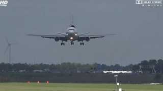 PHMCU Martinair MD11F CROSSWIND LANDING AMS SLOW MOTION FULL HD [upl. by Jagir]