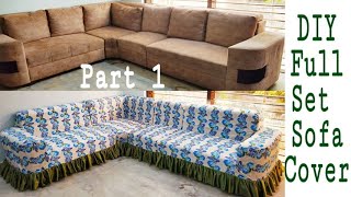 DIY Full Set Sofa Cover Making at Home Part 1 [upl. by Tteraj]