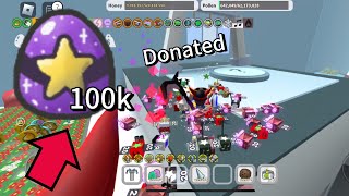 Donating 100k Gifted Mythic Eggs to the Wind Shrine  Bee Swarm Simulator Private Test Realm [upl. by Ecneralc228]