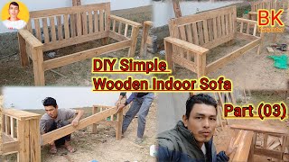 Diy Simple wooden indoor sofa Teak wood Sofa assemble bkcarpenter [upl. by Sacken]