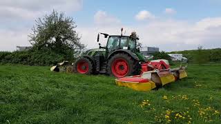 1 Schnitt 2018 Mähen mit Fendt Vario 722 und Krone Easy Cut F 320 M und Pöttinger Novacat A10 [upl. by Imelda]