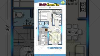 20× 30 house plan with car porch Nice 1bhk house design 20 by 30 houseplan homedesignhousemap [upl. by Friend658]