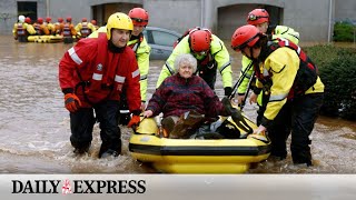 Rescue crews rush to save people from severe flooding as Storm Babet hits [upl. by Solraced]