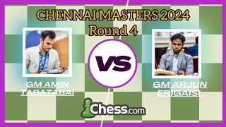 Indian Chess Prodigy Arjun Erigaisi Dominates Round 4 of Chennai Masters Epic Win vs Amin Tabatabai [upl. by Cohligan434]