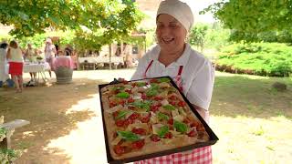 Today at La Vialla Stefania prepares focaccia with cherry tomatoes [upl. by Quartis]