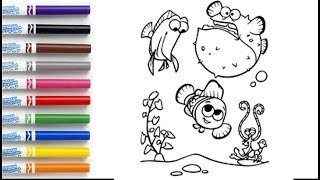 How to Draw Nemo Coloring Book Page [upl. by Ketti]