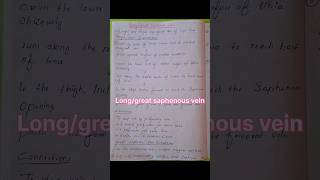 Longgreat saphenous vein shortnotes anatomy ytshorts youtubeshorts trendingshorts viral [upl. by Pathe]