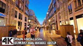 MÁLAGA Spain  City Night Walk November 2023  4K Nightlife Walking Tourtourism tour 🇪🇸🇪🇺 [upl. by Kinchen]