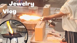 Jewelry vlog  Enamelling ft fire [upl. by Hgielra757]