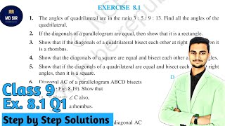 Class 9 Maths  Chapter 8  Exercise 81 Q5  Quadrilaterals  NCERT [upl. by Attiuqaj]