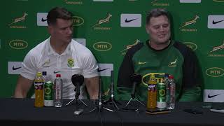 Springbok team announcement Rassie Erasmus and Elrigh Louw [upl. by Forward]