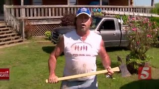 Squatter Comes At Nashville TV News Crew With Axe [upl. by Abert484]