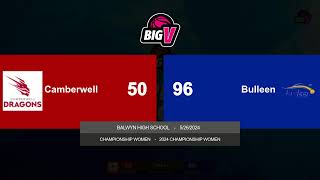 BigV Champ Women  Camberwell vs Bulleen  Round 8 [upl. by Ennovaj909]