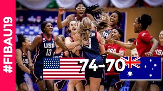 EEUU 7470 Australia  Resumen y mejores jugadas  Mundial femenino de Basquet FIBA U19  Final [upl. by Allisurd]