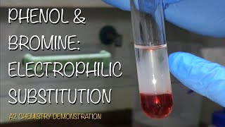 DEMO PHENOL amp BROMINE WATER  ELECTROPHILIC SUBSTITUTION A2 CHEMISTRY [upl. by Nisay50]