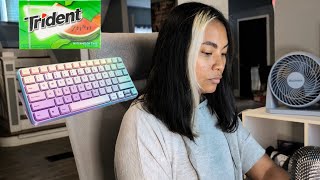 ASMR 30 Minute Fast Typing On The Computer Chewing Watermelon Trident Gum  Background ASMR [upl. by Aramoj]