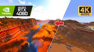 4K 60fps Insane render distance  Shader Comparison  Rethinking Voxels SEED983557080637982880 [upl. by Itoyj468]