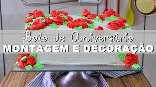 BOLO DE ANIVERSÁRIO SIMPLES E FÁCIL  PARTE 2  MONTAGEM E DECORAÇÃO  Menino Prendado [upl. by Leizahaj]