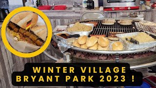 Winter Village 2023 Bryant Park  NYC Hot Dog Stands [upl. by Kcinom]